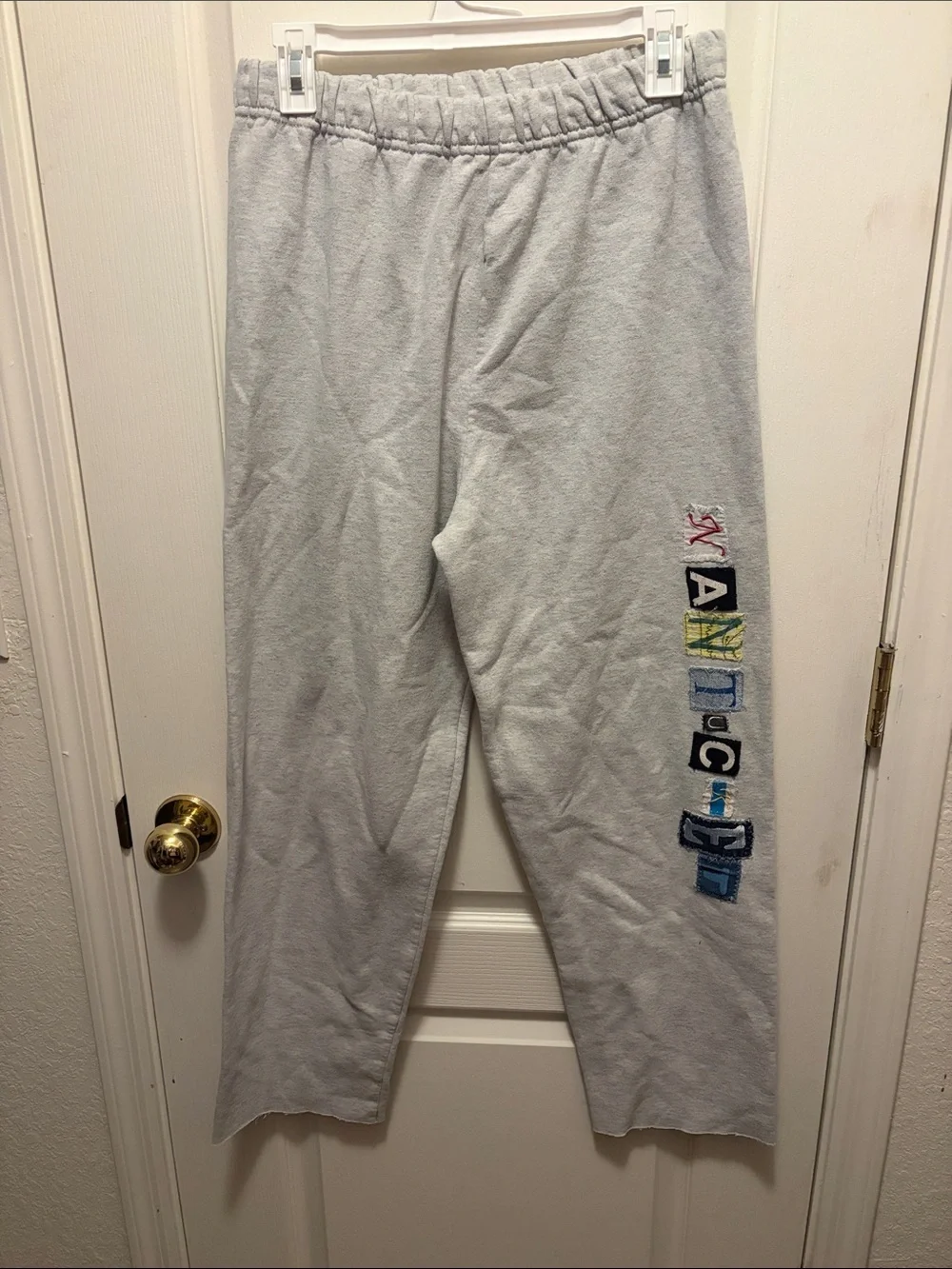 Unemployed Denim Straight Leg Nantucket Patchwork Gray Sweatpants with Raw Hem